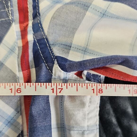 Men's Blue and Red Plaid Shirt - Picture 3 of 6